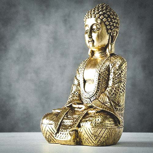 un hermoso adorno tranquilo de 19 cm de alto Encantador Buda de bronce fundido en frío estilo tailandés en posición de loto 