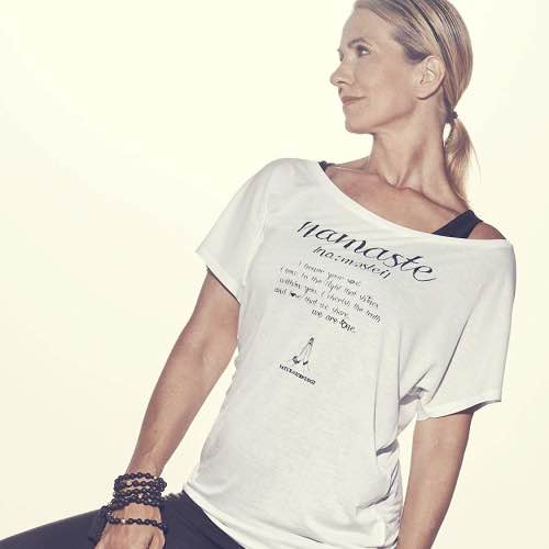 GURU SHOP Camiseta de yoga de algodón con diseño de flor de la vida para mujer 